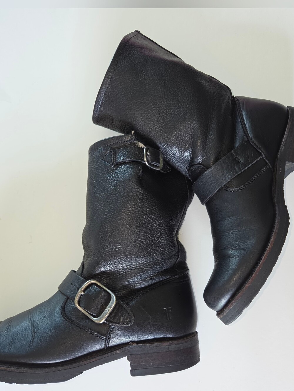 Frye Veronica Short Black Leather Moto Boots 6.5 B Modern Western Streetwear Y2K